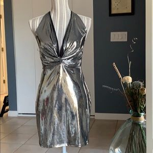 Beautiful Silver/ Metallic Halter Dress